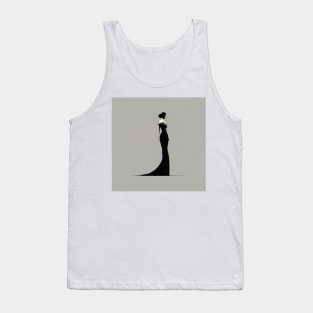 [AI Art] Lady in black, Minimal Art Style Tank Top